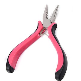 NTEK Hair Extension Pliers 3-Hole Mini Hair Extension Tool for Micro and Nano Ring Hair Extensions, Micro Nano Ring Hair Extensions Opener and Removal (Pink)