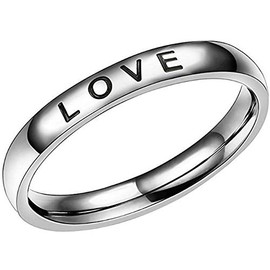 Jude Jewelers 4mm Stainless Steel Love Faith Hope Mantra Inspirational Wedding Band Ring (Love, 7)