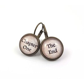 Book Lover Chapter One and the End Earrings in Antique Bronze 12mm Leverback Dangle