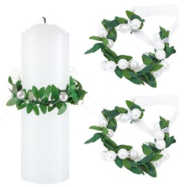 2 Stück Tropfschutz Kommunionkerze,Tropfenfänger Kommunionkerze Kerzenkranz, Erstkommunion Deko Kränze Kerzenringe für Kerzen 6cm Durchmesser,für Kommunion Taufe Hochzeiten(kleine Perle)