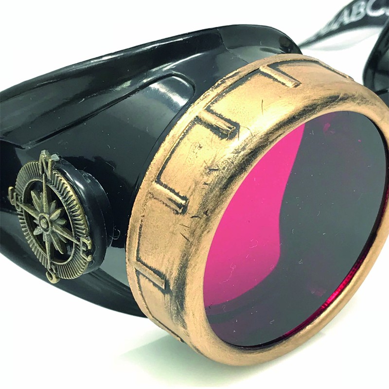UMBRELLALABORATORY Steampunk Victorian Style Goggles with Compass Design and Ruby