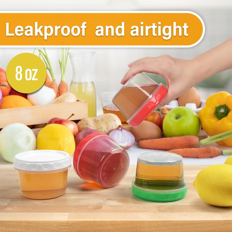 EONJOE 8 oz Small Freezer Containers with Lids Stackable Plastic