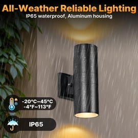 futxnziey Dusk to Dawn Outdoor Wall Lights 2 Packs, Modern Outdoor Porch Lights with Bulbs, Integrated LED Cylinder Exterior Light Wall Mount, Up and Down Lighting Wall Sconce for House Porch Door