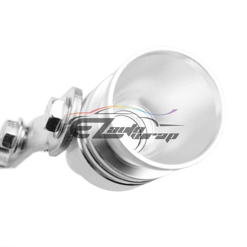 Silver 56-85MM Turbo Bov Whistle Sound Catback Muffler Exhaust Pipe