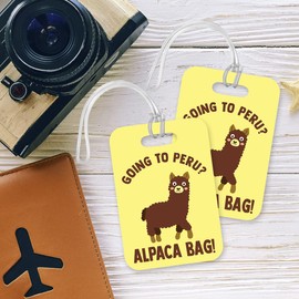 LT035 Going to Peru? Alpaca Bag Novelty Funny Unique Designer Gift Glossy Plastic Suitcase Luggage Tag