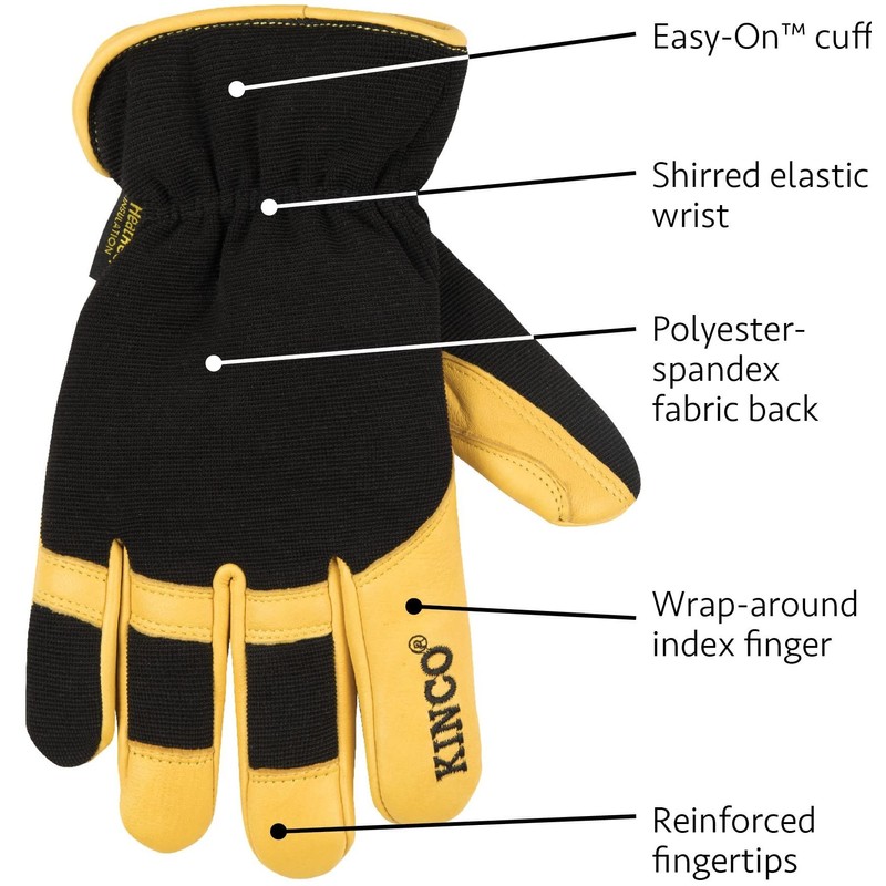 Kinco Lined Premium Hybrid Leather Work Gloves, Heatkeep™ (Style No.