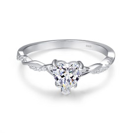 Yaresul 1.25 ct Heart Rings for Women Sterling Silver, AAA Cubic Zirconia Promise Ring, Anniversary Ring for Women Size J 1/2, Non-precious metal, heart cut