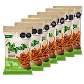 Churrito De Nopal Chile Limón Nopalia 80 grs 7pzas