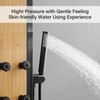 BATHLAVISH Black Shower Tower with Wood 304 Stainless Steel Shower