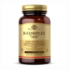 Solgar B-Complex "100", 50 Vegetable Capsules - Nervous System Support - Supports Energy Metabolism - Non-GMO, Vegan, Gluten Free, Dairy Free, Kosher - 50 Servings