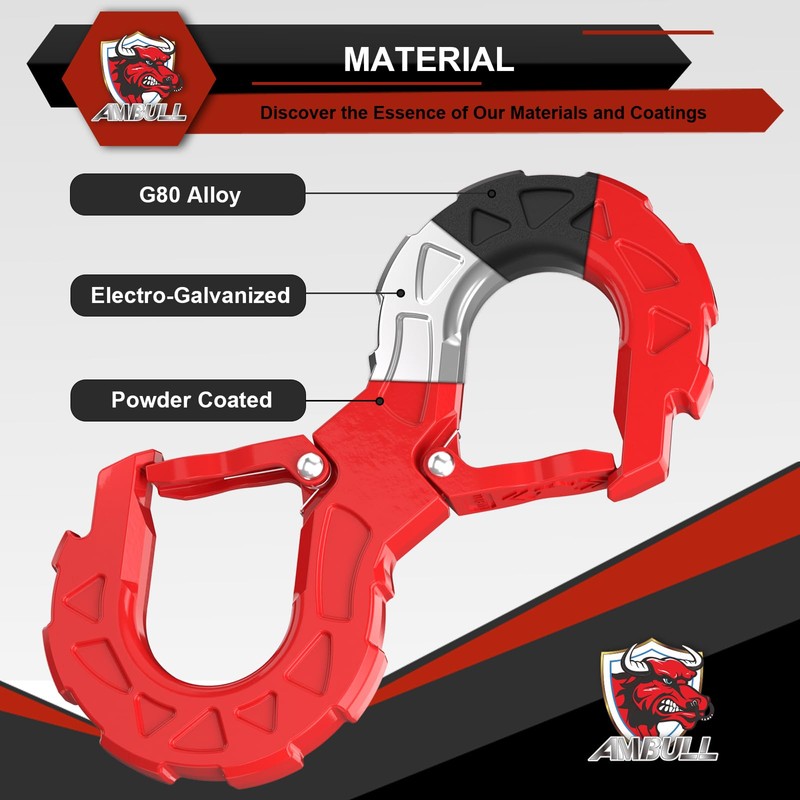 AMBULL 3/8 Tow Hook, Winch Hook for Off-Road Recovery, Towing