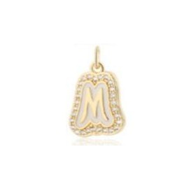 2 Pairs Trendy Sparkling Cross Gold Layered Necklace for Women Street Style Flat Initial Pendant & Colorful Cross Charm Jewelry:_Letter M