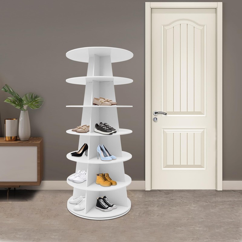 YUYFCC 7 Tier Rotating Shoe Rack Tower 360° Spinning Shoe