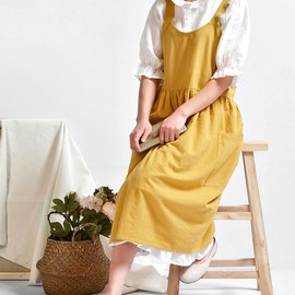 Linen apron (Type B), cafe apron, kindergarten apron, modern apron B (mint) / 린넨 앞치마(B타입) 카페앞치마 에이프런 유치원앞치마, 모던앞치마 B(민트)
