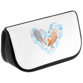 Mr. & Mrs. Panda Cosmetic Bag Mice Heart, White, Hand Drawn