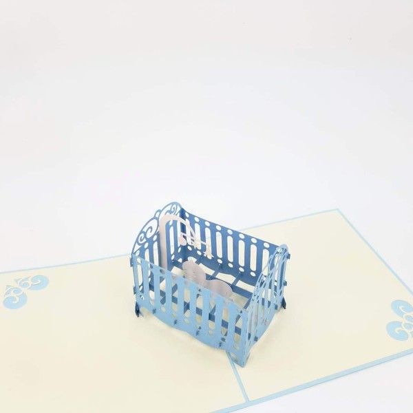 Boy Baby Crib Pop Up Card, Pop Up Congrats Greeting