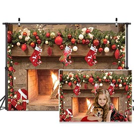 Dudaacvt 7x5ft Christmas Photography Backdrops Christmas Fireplace Decoration Background Family Party Birthday Baby Shower Decoration Photo Booth Props D469