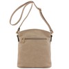 ALYSSA Triple Zip Pocket Large Crossbody Bag (Sand)