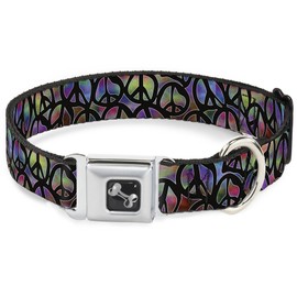 Buckle-Down Dog Collar Seatbelt Buckle Peace Psychedelic Available In Adjustable Sizes For Small Medium Large Dogs