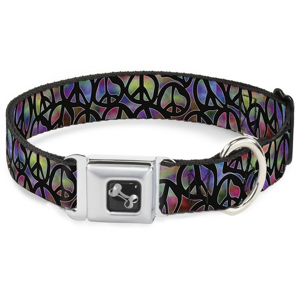 Buckle-Down Dog Collar Seatbelt Buckle Peace Psychedelic Available In Adjustable