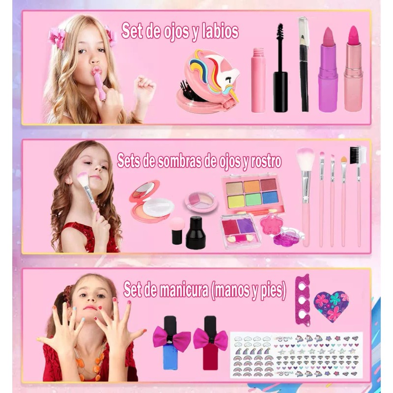 TAIMEI 28 Pcs Juego De Maquillaje De Niñas Maquillaje Lavable