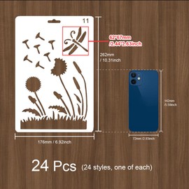 HLIWS 24 PCS Puzzle Drawing Templates,Plastic Drawing Painting Stencil,Small Stencils for Crafts Reusable,for DIY Scrapbooking Painting Drawing Craft Accessories