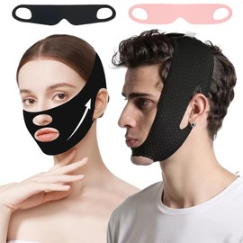 Jaw Strap for Sleeping,2pcs Chin Strap for Sleeping,Chin Strapanti Snoring Chin Strap Jaw Strap Adjustable Breathable Air Flow Jaw Straps for Men and Women Face Lift with Eye Mask 2