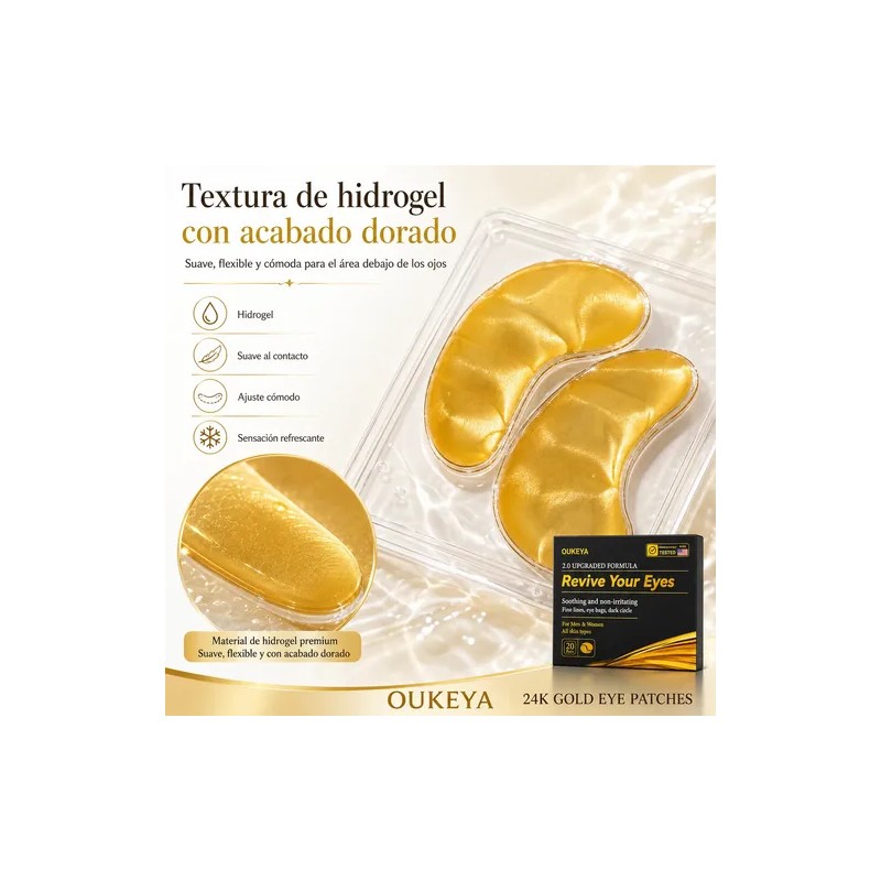 Mascarillas Ojos Oro 24k Hidratantes Ojeras 20 Pares