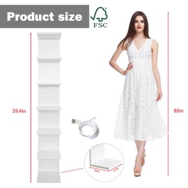 VIWODS 7-Tier Wall Shelf with 10 RGB Lighting Modes, Multifunctional Wall Mounted Vertical Display Floating Shelf for Bedroom Living Room Vanity, White