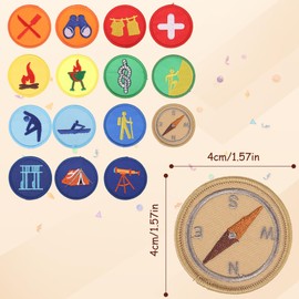 15 Piece Scout Badge Set, Children's Scout Patch Patches, Round Tactical Patches, Embroidered Iron-On Patches, DIY Patches for Jeans/Jackets/Shirts/Hats/Shoes/Backpacks