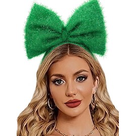 Outyua Green Bow Headbands St Patricks Day Hairband Large Bows Hair Hoop Cute Girls Party Holiday Headdress Cosplay Costume Headwear