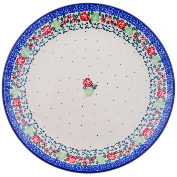 Authentic Polish Pottery Lunch Plate in Simple Rose Design Handmade