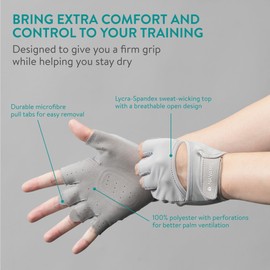 Navaris Women's Gym Gloves - Breathable, Sweat-Wicking Weight Lifting Gloves - Gym Accessories for Weightlifting Training, Workouts, Rowing, Fitness & Calisthenics - Grey, Size S