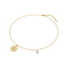 Valero Pearls Women's Necklace Stainless Steel with Preciosa Freshwater Cultured Pearl Approx. 7.6 mm, Stainless Steel, Crystal