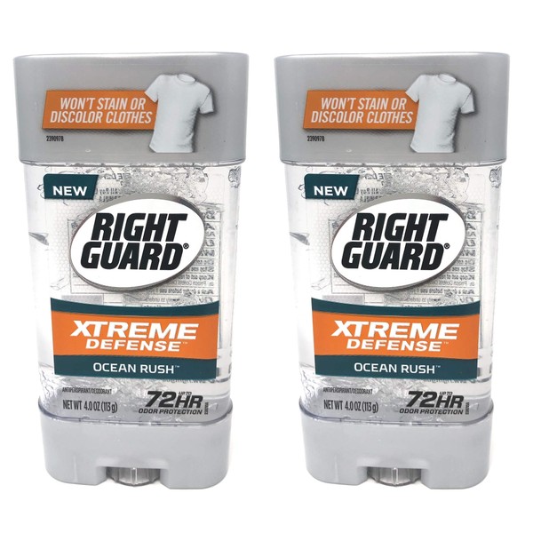 Gel antitranspirante/desodorante Xtreme Defense Ocean Rush, 4 onzas (Paquete de 2)