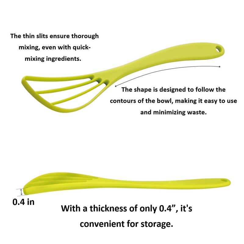 SUNCRAFT Plastic Flat Whisk, Manual Whisk Mixing Spoon, Kitchen Gadget
