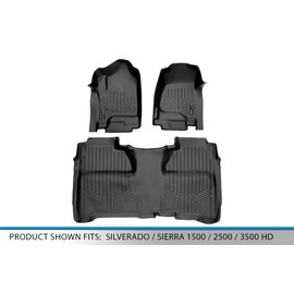 SMARTLINER Custom Fit Floor Mats 2 Row Liner Set Black for Crew Cab 2014-2018 Silverado/Sierra 1500. 2015-2019 2500/3500 HD Crew Cab/GMC Sierra