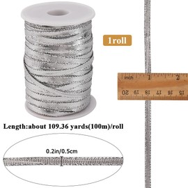 GORGECRAFT 109 Yards Gota Patti Trim Rolls 1/4" Silver Metallic Lace Trim Ribbon Decorative Embroidery Edge Trimming with Plastic Spool for Clothes Sewing Saree Dupatta Dresses Embellishment