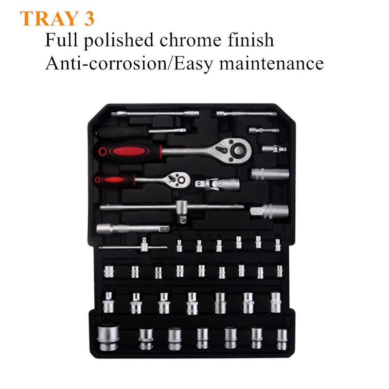 FLZOSPER 799-Piece Sturdy Tool Set with Rolling Wheels Aluminum Trolley