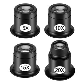 4 Stück Uhrmacherlupe 5x/10x/15x/20x Juwelierlupe Uhrmacher Auge Okula Augenlupe Schmuck Lupe Juwelier Okular für Uhr Schmuck Münzen Elektriker