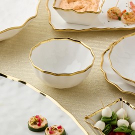 Certified International Regency Gold Porcelain Cereal Bowls Set of 4, 24oz – Elegant White Bowls with Hand-Applied Gold Trim, Luxury Dishware for Cereal, Soup, Dessert – Dishwasher Safe, Gift-Ready