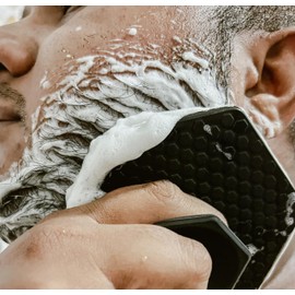 The BEARD BLACK Silicone Beard Scrubber, Facial Hair Exfoliator Brush, Deep Cleans, Removes Beardruff & Dandruff, Unclogs Pores & Helps Hair Growth, Soft-Touch Shower & Bathroom Accessory for Men