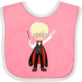 inktastic Magician Boy, Blond Hair, Magic Trick, Wand Baby Bib Pink and White 447b2