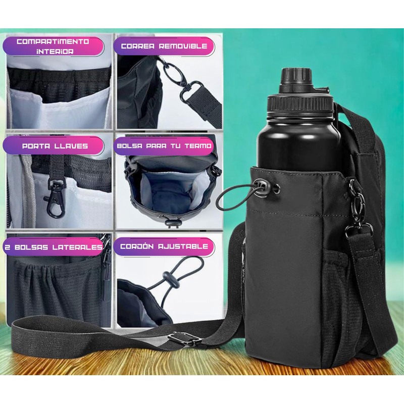 Strinologym Bolsa magnetica gym, con porta termo, resiste hasta 4