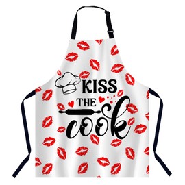 Xuwenz Kiss The Cook Bib Apron with Adjustable Neck for Men Women,Suitable for Kitchen Cooking Chef Grill Bistro BBQ Apron