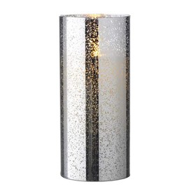 Liown 19753-8" Silver Mercury Glass Wax LED Pillar Candle with Timer