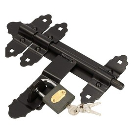 KOTARBAU® Gate Bolt 200 / 12 mm with Padlock Bolt Push Bolt Black Powder Coated Door Lock Door Bolt