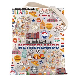 VAMSII Netherlands Souvenir Gift Amsterdam Holland Travel Tote Bag Dutch Vacation Gift Netherlands Landmarks Gift (Netherlands Tote)