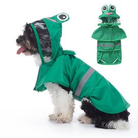 Norbi Dog Raincoat Clear Hooded, Adjustable Reflective Dog Rain Jacket, Cute Lightweight Dog Hooded Raincoat with Leash Hole