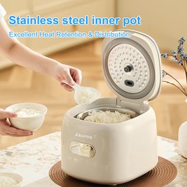 Akureo 5 cup 2.5L Low Suger Rice Cooker with 304 Stainless Steel inner pot, healthy for 2-3-person households, Office workers & low carb dieters, exercisers and the elderly